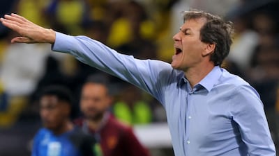 Nassr's French coach Rudi Garcia directs his players. AFP