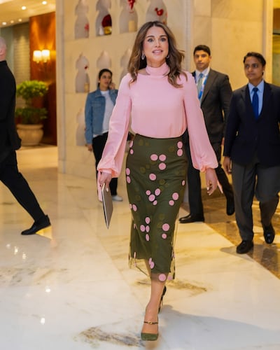 Queen Rania at the ET Now Global Business Summit in New Delhi. Queen Rania / Instagram