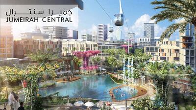 The Jumeirah Central project will have a multi-modal transport network that includes aerial gondolas, more than 1 million square feet of climate-controlled arcades and a cycling network that will spread through 33 parks and open-air spaces. WAM