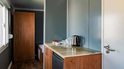 Cabins feature basic kitchen facilities, a bathroom and twin beds or one double.