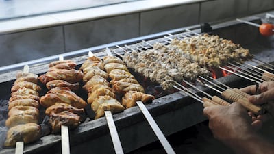 The famous chicken and mutton kebabs. Pawan Singh / The National