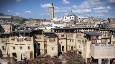 A view of the tannery in the 9th century walled medina in the ancient Moroccan city of Fez on April 11, 2019. AFP