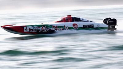 Majed Saeed Al Mansoori and Rashed Mubarak Al Qemzi of Abu Dhabi Team 4 race during the Fujairah Grand Prix. Warren Little / Getty Images