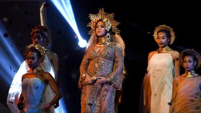 Beyonce performs onstage during The Grammy Awards. Kevork Djansezian / Getty Images / AFP