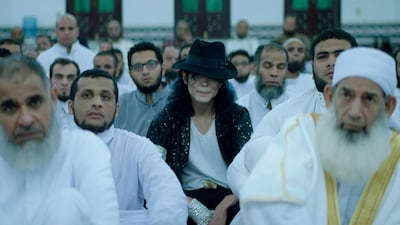 A scene from the film Sheikh Jackson. In the new Egyptian film, an ultra-conservative Muslim is torn by his love of Michael Jackson, mirroring a country’s struggle between traditions and modern global influences. Film Clinic via AP