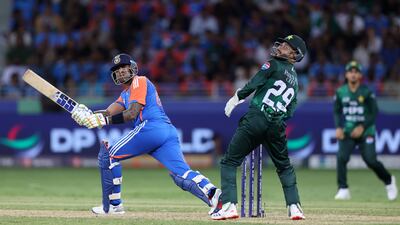 India captain Suryakumar Yadav top-scored with 47 to secure a seven-wicket win over Pakistan in their Asia Cup clash at the Dubai International Stadium. All photos Chris Whiteoak / The National