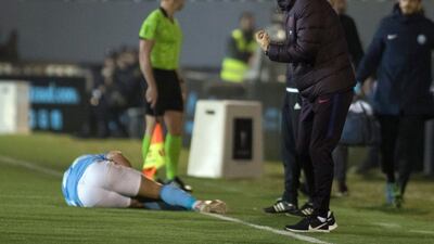 Barcelona manager Quique Setien offers instructions from the touchline. AFP