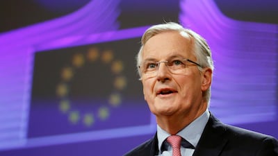 European Union's chief Brexit negotiator Michel Barnier holds a news conference at the EU Commission headquarters in Brussels, Belgium February 9, 2018. REUTERS/Francois Lenoir