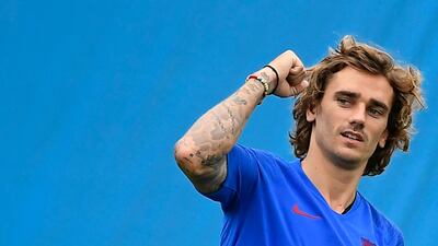 Barcelona's French forward Antoine Griezmann gestures during a pre-season training session at the Joan Gamper training ground. AFP