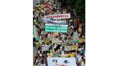 Protesters at a rally in Hong Kong this week calling for Japan to leave what China refers to as the Diaoyu islands.