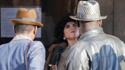 Lady Gaga plays Patrizia Reggiani during the shooting of 'House of Gucci'. AP photo