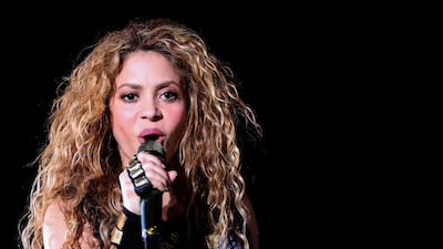 Shakira, in a tiger-print vest, performs at the Cedars International Festival 2018 in Lebanon on July 13, 2018. EPA