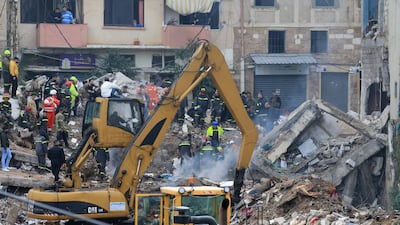 Rescue workers at the scene. Prime Minister Nawaf Salam expressed his condolences. Reuters