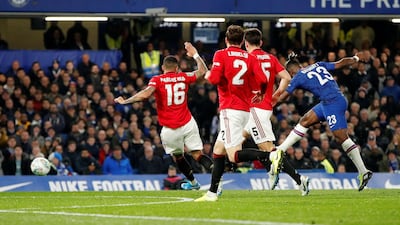 Michy Batshuayi scores for Chelsea. Reuters