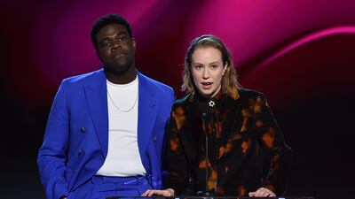 Sam Richardson, left, and Hannah Einbinder present the award for Best Female Performance in a New Scripted Series. AP Photo