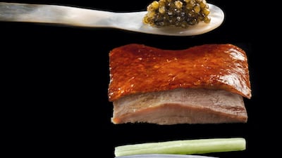 Signature dish: Hakkasan Peking duck with caviar