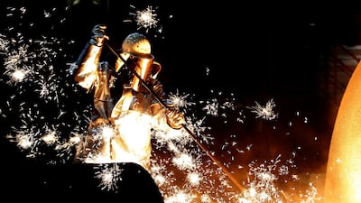 ThyssenKrupp's steel factory in Germany. Manufacturing output in most of Europe and Asia has fallen. Reuters