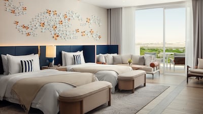 The resort has 250 guest rooms and suites, all with balconies, including duplexes with kitchens and private plunge pools