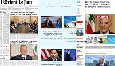 The reaction in the Lebanese media to US envoy Tom Barrack's briefing