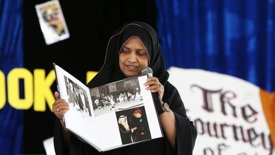 Tanveer Arshad, managing director of the AJ Group of Schools, reads a book on Sheikh Zayed to mark World Book Day.