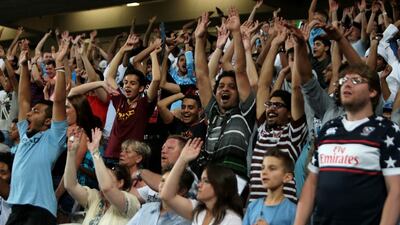 Continued close calls around Manchester City’s goal caused Al Ain fans to jump to their feet. Christopher Pike / The National