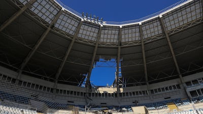 Damage to Chornomorets Stadium from a Russian drone strike in Odesa, Ukraine. Reuters