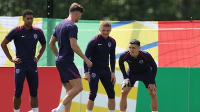 Left to right: Jude Bellingham, John Stones, Kieran Trippier and Phil Foden. AFP