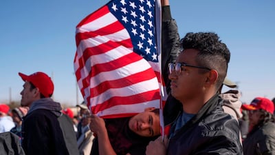Supporters of the US president gather to attend his rally in El Paso. AFP