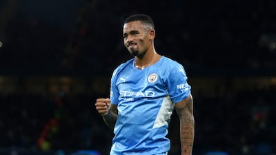 Manchester City's Gabriel Jesus celebrates scoring his side's fourth goal in their 4-1 home win over Club Brugge in the Champions League on Wednesday. Photo: PA