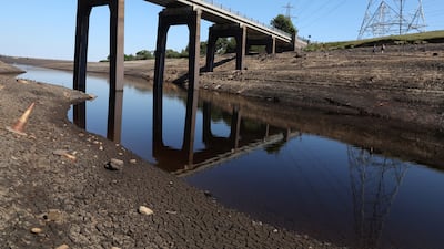 Low water levels at Baitings Reservoir in Ripponden, West Yorkshire, England. Reuters