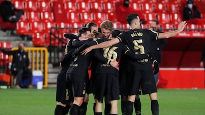 Barcelona's Antoine Griezmann celebrates scoring their first goal. Reuters