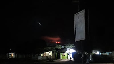 A view of the fire's glow on Mount Kilimanjaro seen from Moshi, Tanzania. Reuters