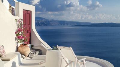 9. Ocean vistas and an architecturally unique cave home in Greece's Santorini. The house used to be the area's old bakery.