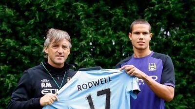 Jack Rodwell, right, has been the only signing during the summer transfer season for Roberto Mancini's Manchester City side.