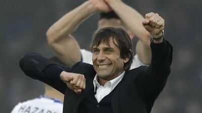 Antonio Conte has masterminded an incredible turnaround at Chelsea since defeat by Arsenal, winning 11 straight Premier League matches to surge clear at the top of the table. Matt Dunham / AP