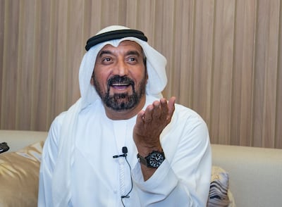 Sheikh Ahmed bin Saeed, chairman and chief executive of Emirates Airline and Group, speaks at a media roundtable during the 2023 Dubai Airshow. Leslie Pableo/The National.