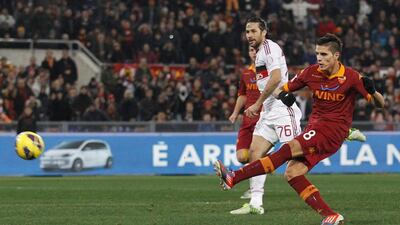 Right midfield: Erik Lamela, Tottenham Hotspur. Cost a club record £30 million (Dh186m), was often injured and looked Spurs' third-best right winger. (Shown above with old club Roma) Alessandro di Meo / EPA