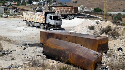 A view of the site of the fuel tanks that exploded in Akkar, northern Lebanon, killing at least 31 people. EPA