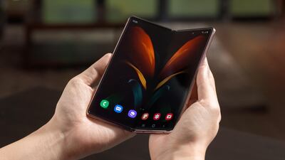 Users can also split the main screen of the Galaxy Z Fold2 horizontally or vertically to access up to three apps. Courtesy Samsung