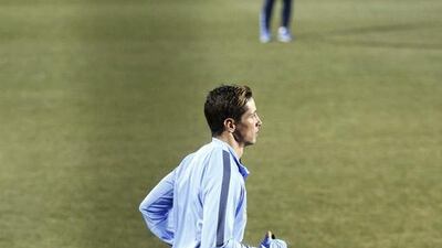Fernando Torres practices during a training session with Atletico Madrid on Tuesday. Fernando Alvarado / EPA