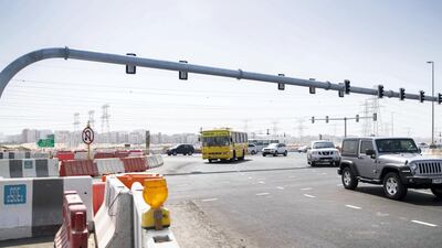 Garn Al Sabkha’s roundabout is being replaced with a traffic light intersection. Reem Mohammed / The National