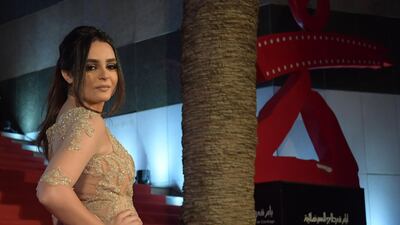 Tunisian actress Salma Mahjoubi arrives for the opening of the 29th edition of the Carthage Film Festival in Tunis. AFP