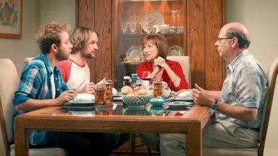 From left, Alex Anfanger, Lenny Jacobson, Kathy Baker and Stephen Tobolowsky in Big Time in Hollywood, FL. Courtesy Comedy Central