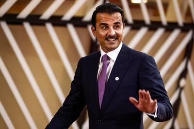 Qatar's Emir, Sheikh Tamim, arrives at the summit in Brussels on October 16. AFP