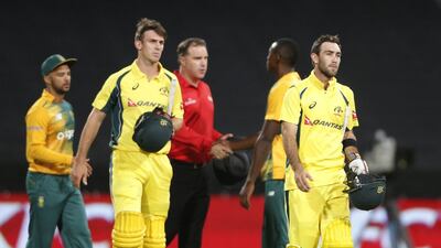 Mitchell Marsh, right, and Glenn Maxwell, left, closed out the innings for Australia's six wicket victory .Schalk van Zuydam / AP Photo