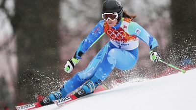 Tina Maze of Slovenia was stumbling along this season but is peaking at the right time in the Sochi Games. MICHAEL KAPPELER / EPA