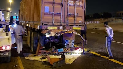 A woman in her thirties sustained serious injuries in a crash on Sheikh Mohammed bin Zayed Road on Sunday morning. Dubai Police