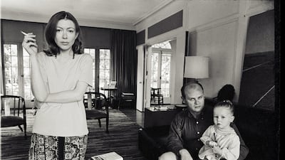 Picture shows Joan Didion, John Gregory Dunne and Quintana Roo Dunne in Joan Didion: The Center Will Not Hold. Courtesy Julian Wasser