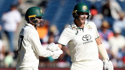Australia's Nathan Lyon, left, and Scott Boland added fifty for the last wicket. AFP