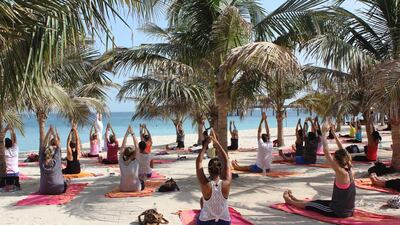 Talise Spa yoga teacher Vijay Sharma will lead a Global Wellness Day class on the beach at Madinat Jumeirah on Saturday. Courtesy Talise Spa